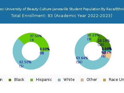 Tricoci University of Beauty Culture-Janesville 2023 Student Population by Gender and Race chart