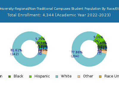 Trine University-Regional/Non-Traditional Campuses 2023 Student Population by Gender and Race chart