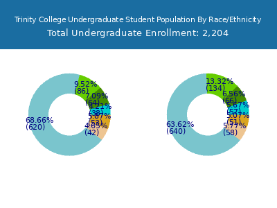 Trinity College 2025 Undergraduate Enrollment by Gender and Race chart