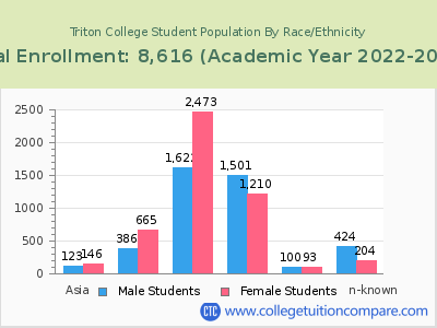 Triton College 2023 Student Population by Gender and Race chart