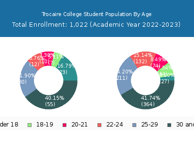 Trocaire College 2023 Student Population Age Diversity Pie chart