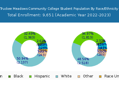 Truckee Meadows Community College 2023 Student Population by Gender and Race chart