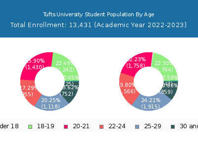 Tufts University 2023 Student Population Age Diversity Pie chart