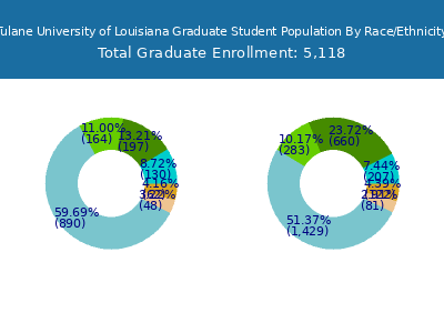 Tulane University of Louisiana 2025 Graduate Enrollment by Gender and Race chart