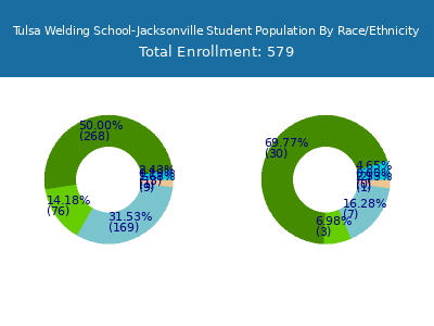 Tulsa Welding School-Jacksonville 2025 Student Population by Gender and Race chart