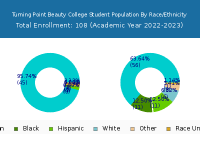 Turning Point Beauty College 2023 Student Population by Gender and Race chart