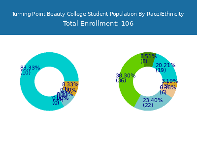 Turning Point Beauty College 2025 Student Population by Gender and Race chart