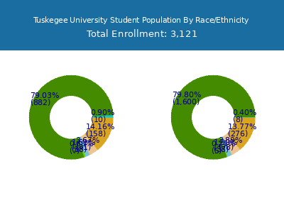 Tuskegee University 2025 Student Population by Gender and Race chart