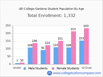 UEI College-Gardena 2024 Student Population by Age chart