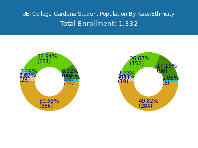 UEI College-Gardena 2025 Student Population by Gender and Race chart