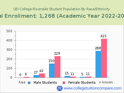 UEI College-Riverside 2023 Student Population by Gender and Race chart