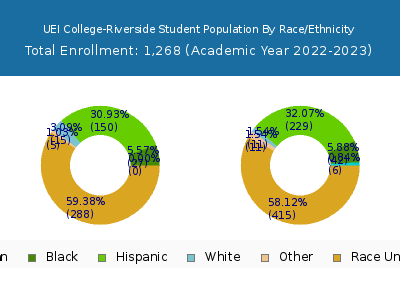 UEI College-Riverside 2023 Student Population by Gender and Race chart