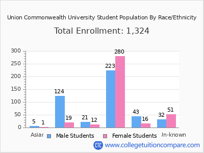 Union Commonwealth University 2025 Student Population by Gender and Race chart