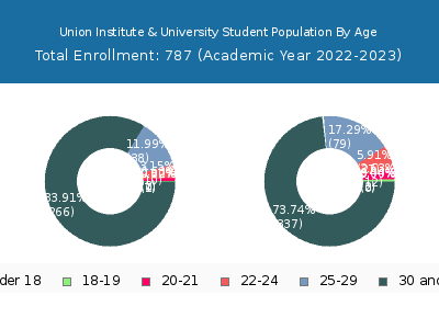 Union Institute & University 2023 Student Population Age Diversity Pie chart