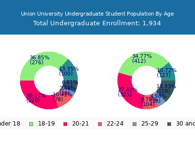 Union University 2025 Undergraduate Enrollment Age Diversity Pie chart