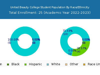United Beauty College 2023 Student Population by Gender and Race chart