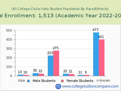UEI College-Chula Vista 2023 Student Population by Gender and Race chart