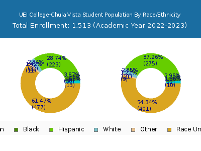 UEI College-Chula Vista 2023 Student Population by Gender and Race chart