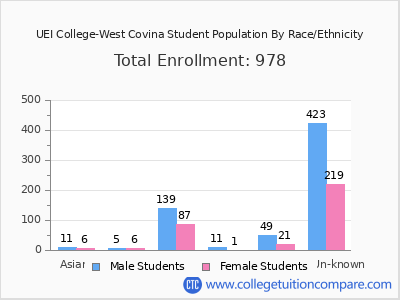 UEI College-West Covina 2025 Student Population by Gender and Race chart