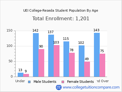 UEI College-Reseda 2024 Student Population by Age chart