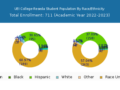 UEI College-Reseda 2023 Student Population by Gender and Race chart