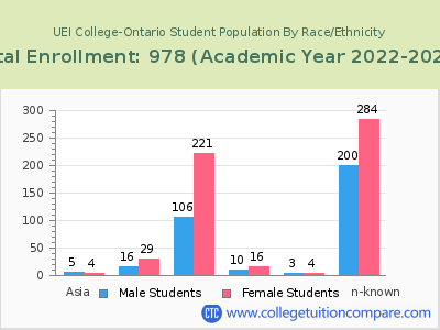UEI College-Ontario 2023 Student Population by Gender and Race chart