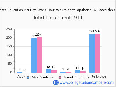 United Education Institute-Stone Mountain 2025 Student Population by Gender and Race chart