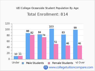 UEI College-Oceanside 2024 Student Population by Age chart