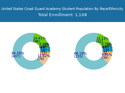 United States Coast Guard Academy 2025 Student Population by Gender and Race chart