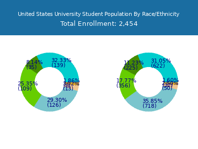 United States University 2025 Student Population by Gender and Race chart