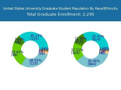 United States University 2025 Graduate Enrollment by Gender and Race chart