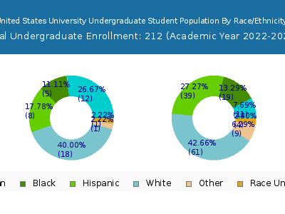 United States University 2023 Undergraduate Enrollment by Gender and Race chart