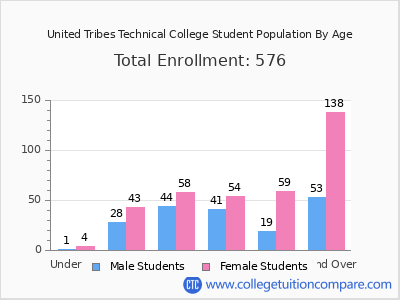 United Tribes Technical College 2024 Student Population by Age chart