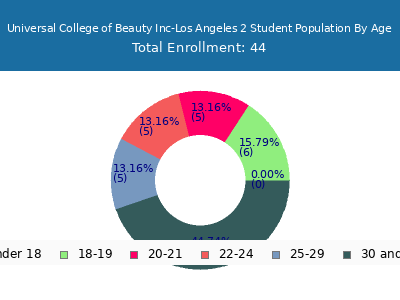 Universal College of Beauty Inc-Los Angeles 2 2024 Student Population Age Diversity Pie chart