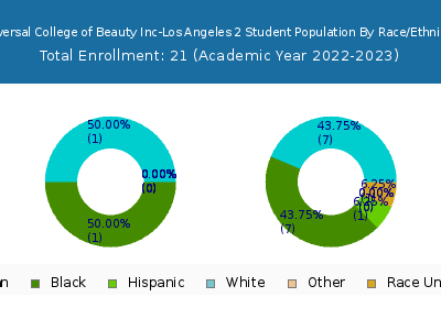 Universal College of Beauty Inc-Los Angeles 2 2023 Student Population by Gender and Race chart