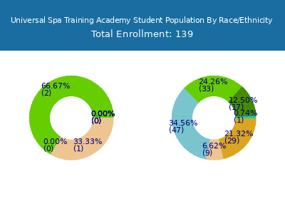 Universal Spa Training Academy 2025 Student Population by Gender and Race chart