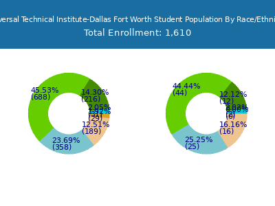 Universal Technical Institute-Dallas Fort Worth 2025 Student Population by Gender and Race chart