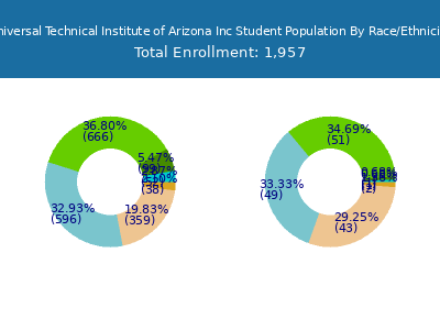 Universal Technical Institute of Arizona Inc 2025 Student Population by Gender and Race chart