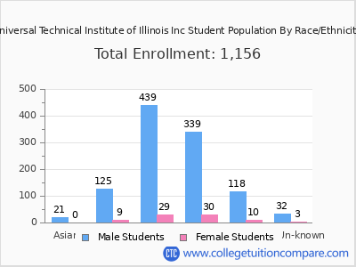 Universal Technical Institute of Illinois Inc 2025 Student Population by Gender and Race chart