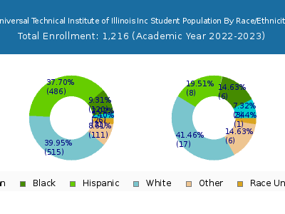Universal Technical Institute of Illinois Inc 2023 Student Population by Gender and Race chart