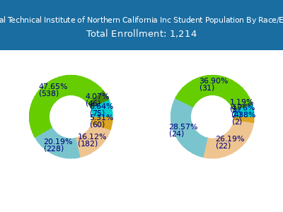 Universal Technical Institute of Northern California Inc 2025 Student Population by Gender and Race chart