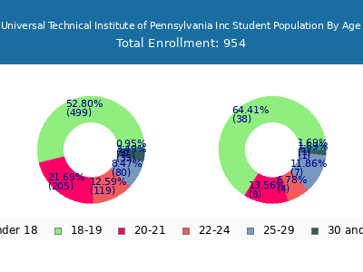 Universal Technical Institute of Pennsylvania Inc 2024 Student Population Age Diversity Pie chart