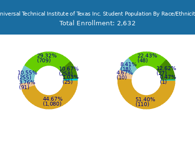 Universal Technical Institute of Texas Inc. 2025 Student Population by Gender and Race chart