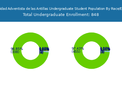 Universidad Adventista de las Antillas 2025 Undergraduate Enrollment by Gender and Race chart