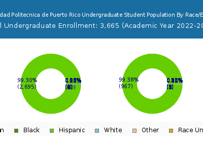 Universidad Politecnica de Puerto Rico 2023 Undergraduate Enrollment by Gender and Race chart