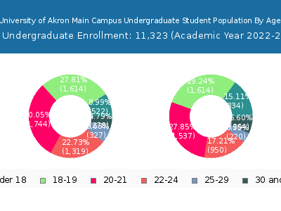 University of Akron Main Campus 2023 Undergraduate Enrollment Age Diversity Pie chart