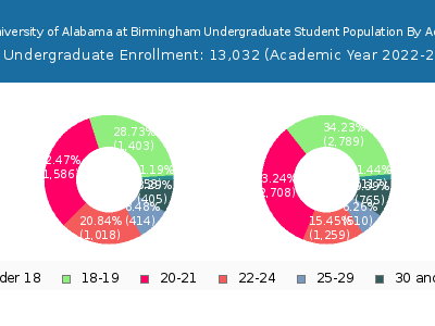 University of Alabama at Birmingham 2023 Undergraduate Enrollment Age Diversity Pie chart