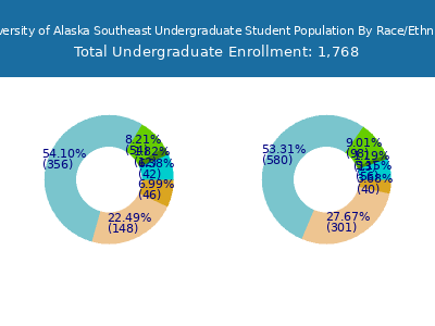 University of Alaska Southeast 2025 Undergraduate Enrollment by Gender and Race chart