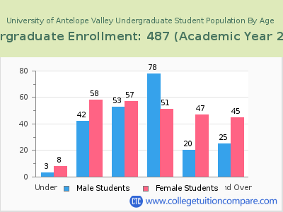 University of Antelope Valley 2023 Undergraduate Enrollment by Age chart