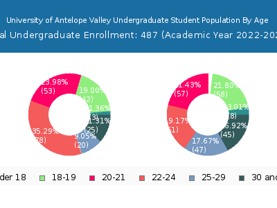University of Antelope Valley 2023 Undergraduate Enrollment Age Diversity Pie chart